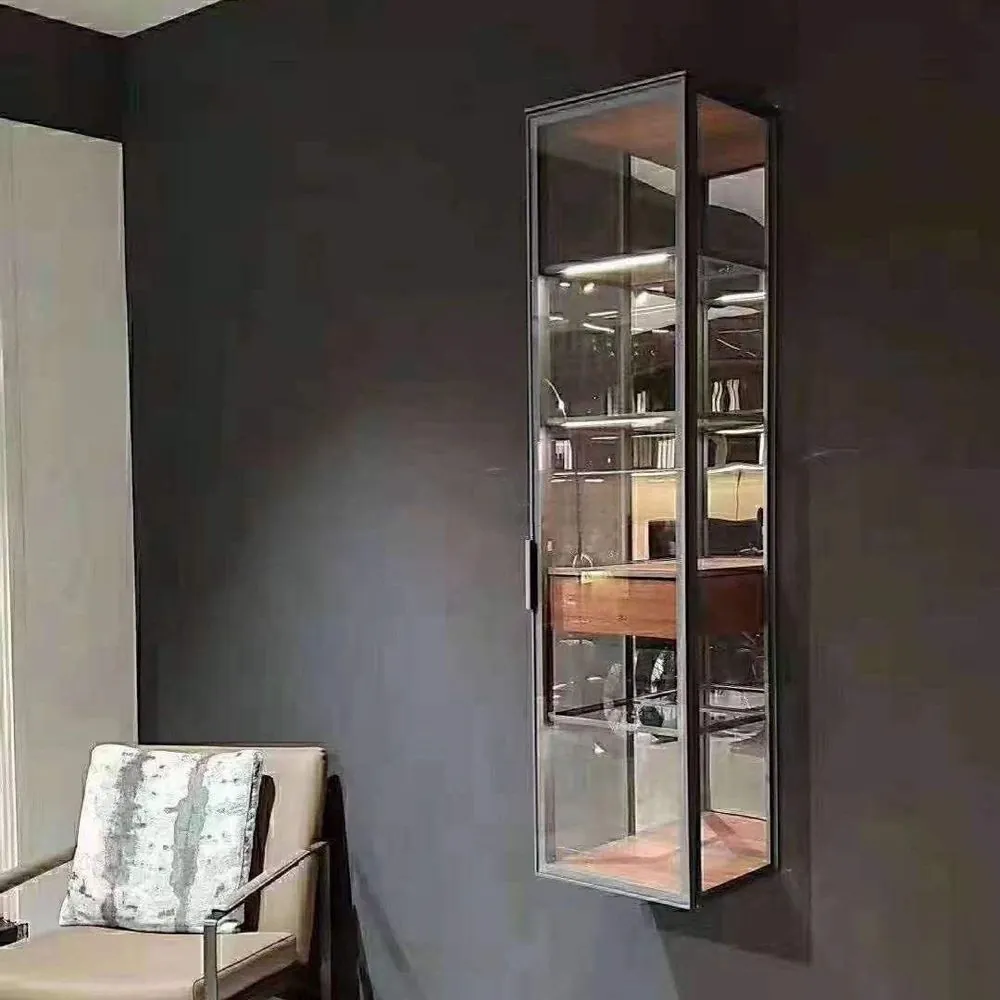 VIPHONYA Wall Mounted Glass Display Cabinet, Modern LED Light view 2