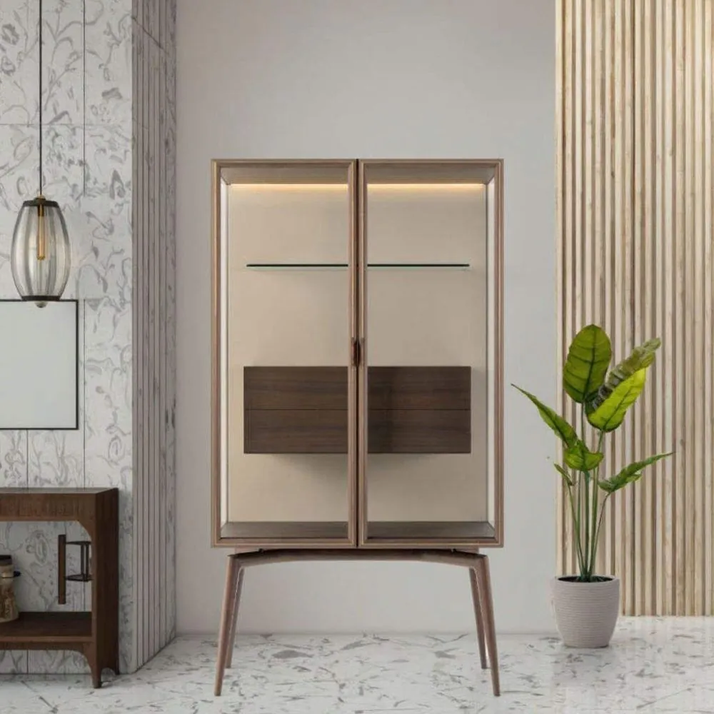 VIPHONYA Italian Glass Display Cabinet, Transparent Glass Door view 2