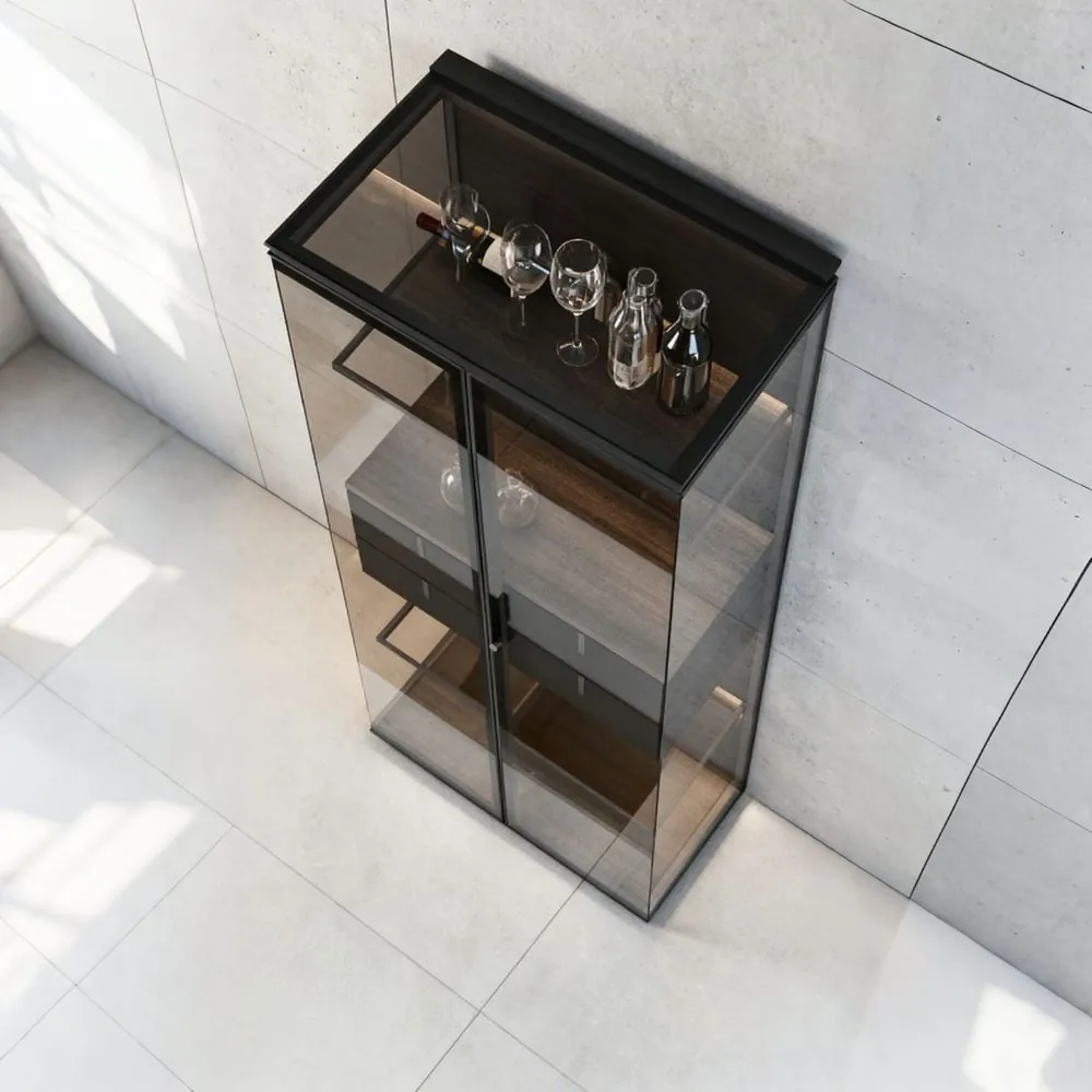 Aluminum Glass Display Case LED Light, Airplane Wing Cabinet Drawers view 5