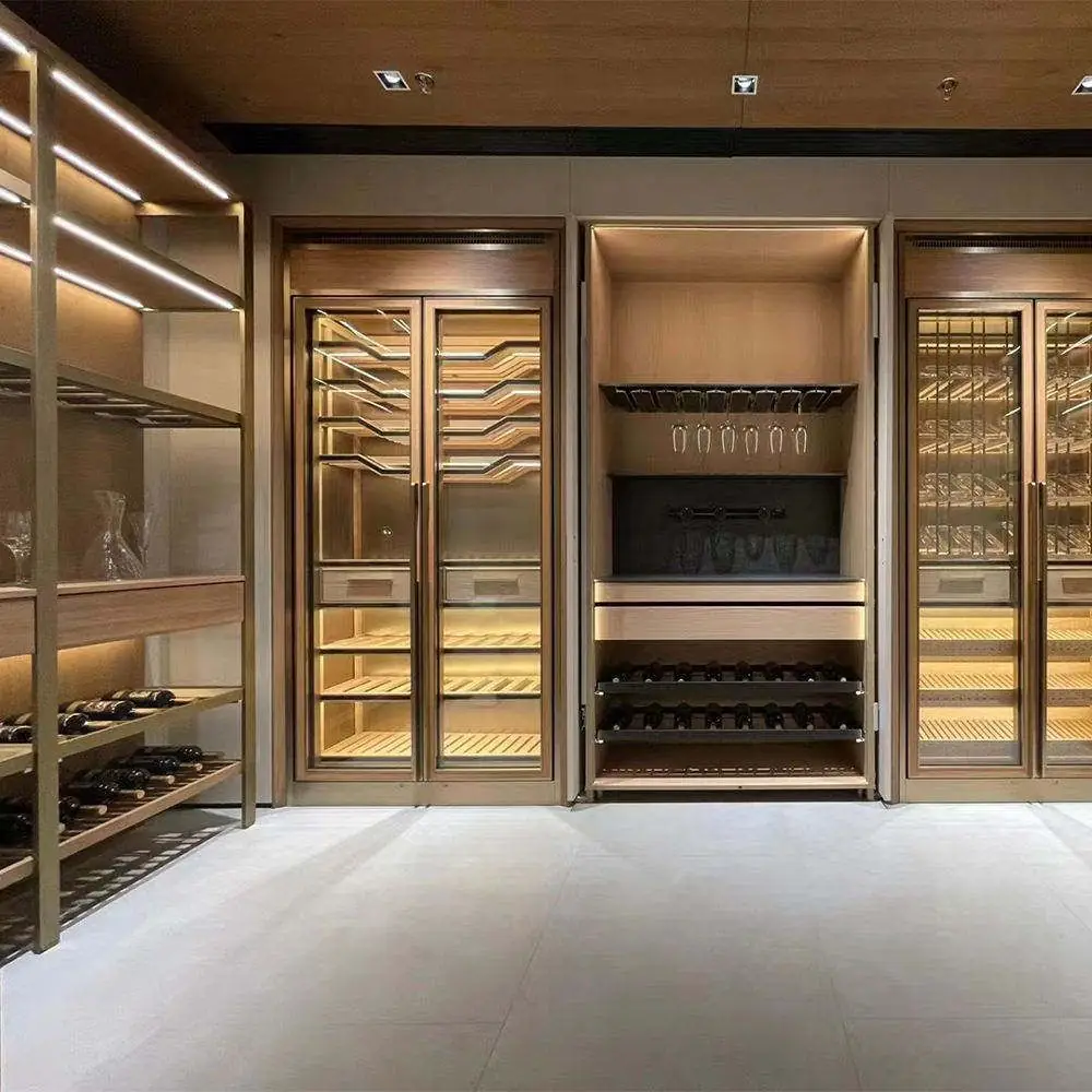 Wine Display Cabinet with Glass Door, Stainless Steel Refrigerator view 2