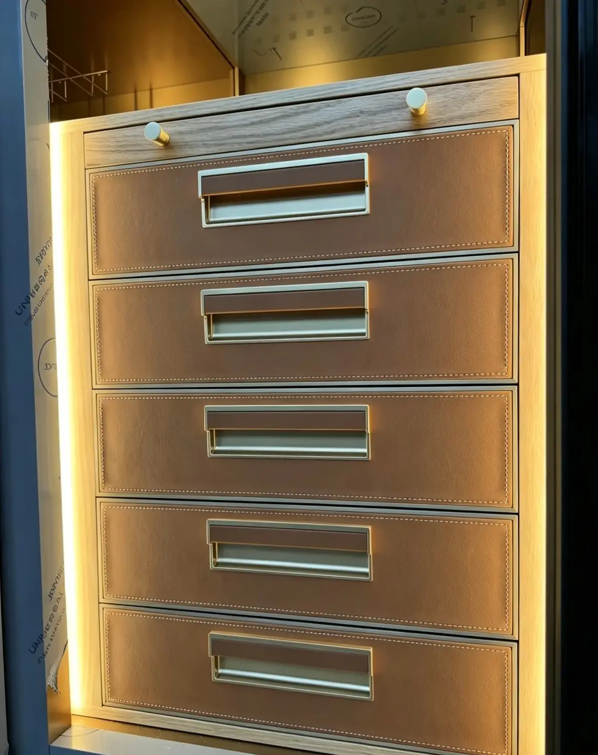 Custom Illuminated Wine Display Cabinet with Glass Doors view 2