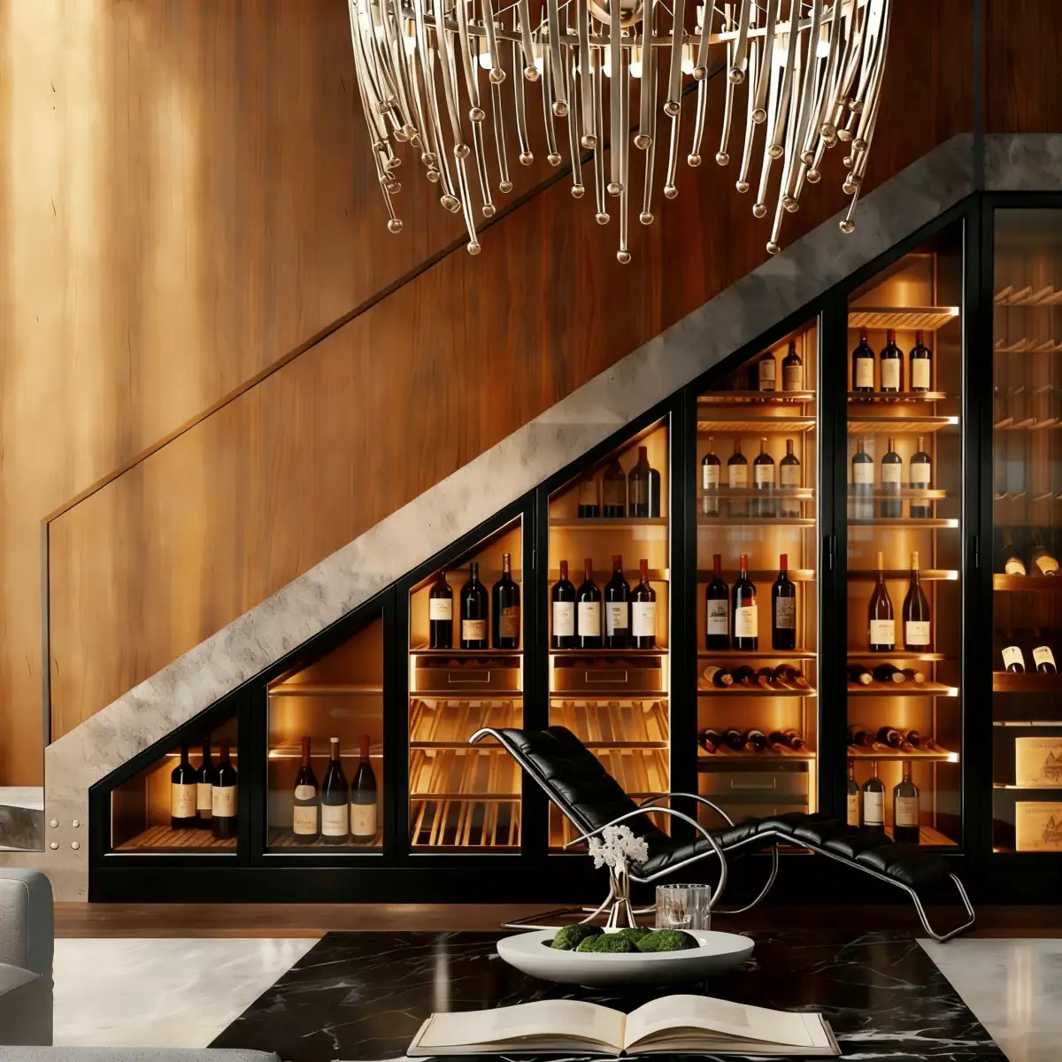 Custom Curved Stainless Steel Wine Cellar Cabinet with Single-Zone Cooling view 1