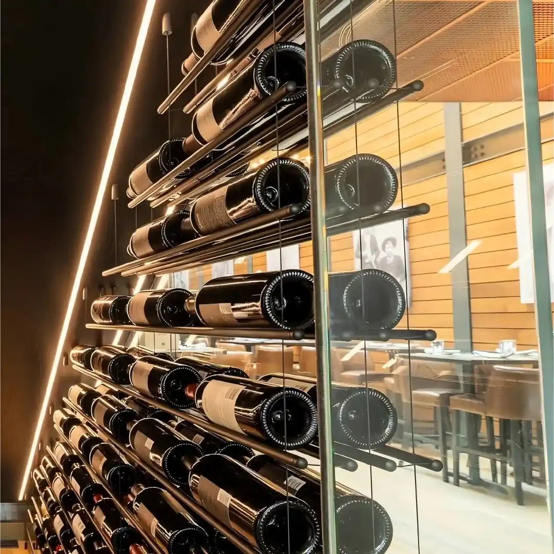 Custom Under-Stair Glass Wine Display & Cellar Enclosure (RM-050) view 3