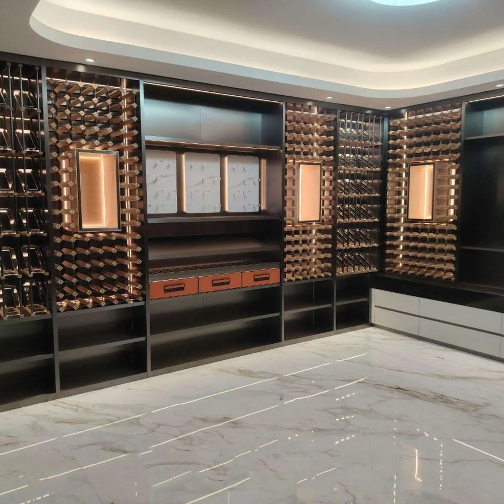RM-006 Hybrid Stainless Steel and Solid Wood Wine Cellar for 120 Bottles view 1