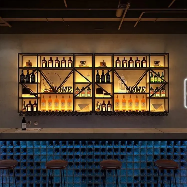 Cabinet Insert Wine Rack with Hanging Glass, Solid Wood Steel view 4