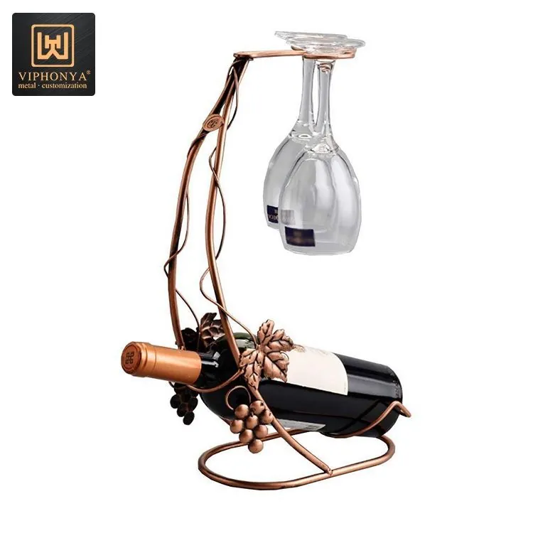 Stainless Steel Wine Rack Gold Bottle Display, Hanging Cup Custom view 3