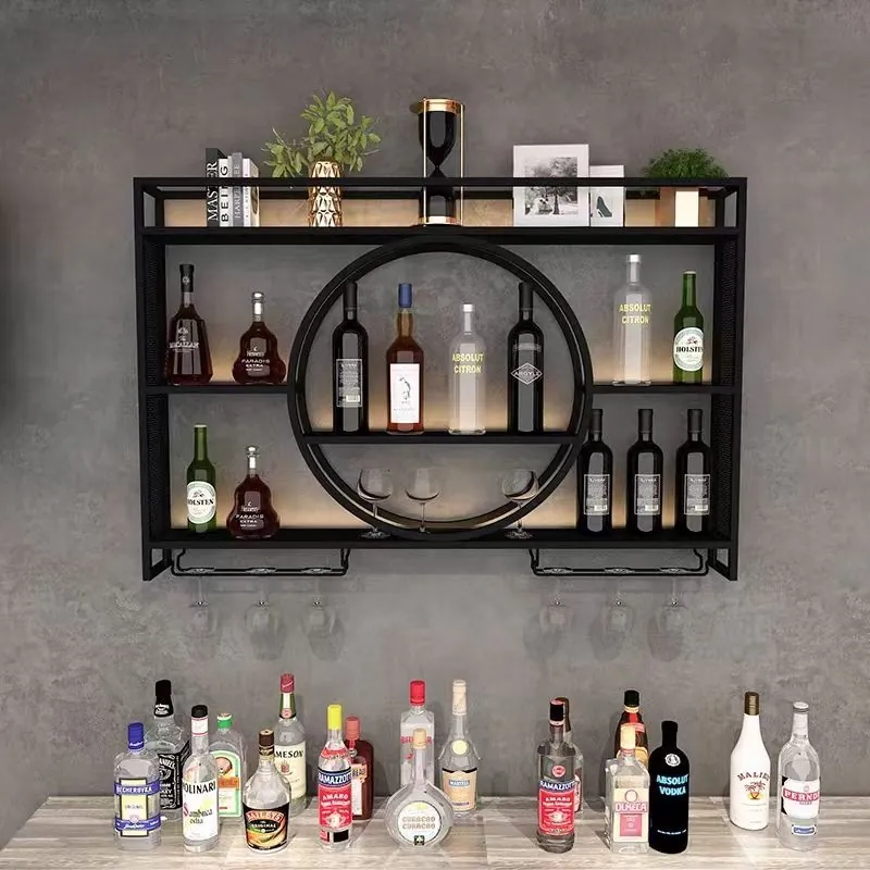 Wall Mounted Wine Rack 304 Stainless Steel, LED Light Night Club Bar view 5